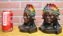 Load image into Gallery viewer, NATIVE AMERICAN INDIAN SITTING BULL Antique Bookends Exquisite Detail Paint
