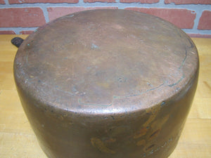 C D CITY HOTEL Old Large Copper Dovetail Pot Handle Advertising Kitchenware