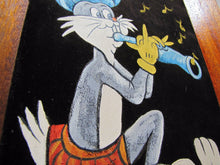 Load image into Gallery viewer, BUGS BUNNY SWAMI Flute Vintage Oil on Velvet Painting wood framed artwork
