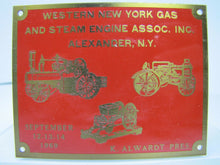 Load image into Gallery viewer, Vtg 1969 Western New York Gas and Steam Engine Assoc Show Plaque NY Sm Adv Sign
