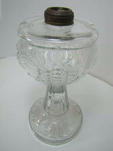 Load image into Gallery viewer, Antique Kerosene Oil Lamp leaf patterned clear glass light turn of century 1900
