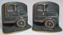 Load image into Gallery viewer, Old MACK TRUCK Bookends Bronze Brass High Relief Decorative Art Statue
