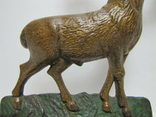 Load image into Gallery viewer, ELK STANDING ON ROCKS Antique Cast Iron Wildlife Doorstop Decorative Arts Statue
