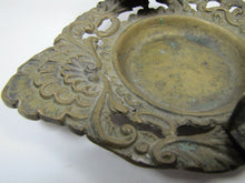 Load image into Gallery viewer, Antique Bronze Candlestick Cigar Lighter Matchholder Tray unique scalloped shell
