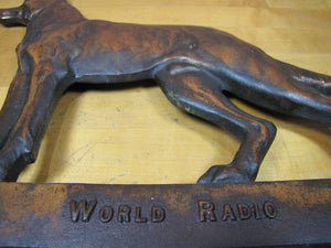 WORLD RADIO GERMAN SHEPHERD Old DAVISON DOORSTOP Cast Iron Record Store Ad Sign