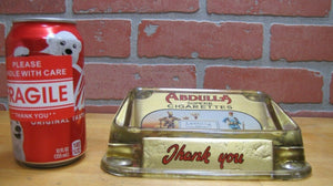 ABDULLA CIGARETTES Old Tobacco Ad ROG Glass Change Receiver Tray Cigar Sign Card