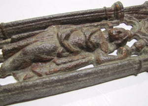 Antique CHURCH Marker Plaque Exquisite MAIDEN CROSS CHALICE Cast Iron Ornamental