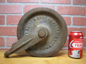 WOOD HYDRAULIC HOIST & BODY Co DETROIT MICH Old Cast Iron Tackle Pulley Tool