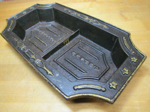 C BLAKE BOSTON MASS Antique Cast Iron Decorative Arts Large Tray Gold Black