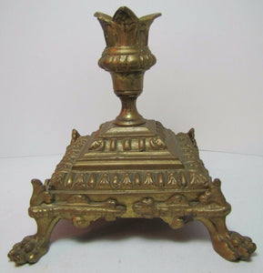 VICTORIAN CANDLESTICK Claw Foot Brass Bronze Gold Decorative Arts Candle Holder