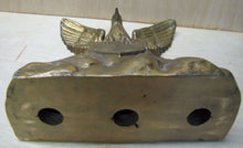 Load image into Gallery viewer, Old Brass Eagle Doorstop large heavy spread winged shield perched on rocks Art
