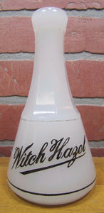 WITCH HAZEL Antique White Clambroth Glass Apothecary Bottle Drug Store Barber