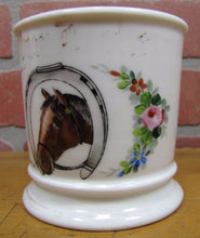 Load image into Gallery viewer, Antique Occupational Shaving Mug Horse HorseShoe Flowers Leonard Vienna Austria
