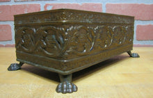 Load image into Gallery viewer, Old Copper Brass Bronze Small Planter Box Claw Foot Leaves Design
