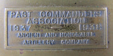 Load image into Gallery viewer, 1930s ANCIENT &amp; HONORABLE ARTILLERY Co 1638-1938 300 yr Advertising Brass Tray
