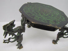 Load image into Gallery viewer, Vtg DRAGON BEAST Decorative Art Stand Pedestal Large Heavy Ornate Brass Bronze
