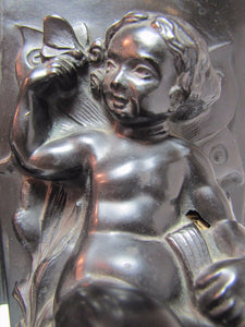Antique Art Nouveau CHERUB CHILD FROG BUTTERFLY Bookends Decorative Art Statue