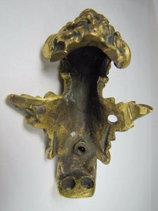 Antique 19c Bronze Devil Demon Decorative Art Ornate Architectural Hardware