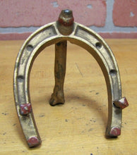Load image into Gallery viewer, Antique HORSESHOE HOOF Cast Iron Miniature Easel SweetHeart Photo Mini Artwork
