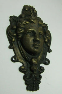 Antique Brass Beautiful Maiden Goddess Decorative Arts Figural Hardware Element