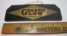 Load image into Gallery viewer, Antique GOLDEN GLOW Salted Nuts Nut Products Advertising Sign small tin peanuts
