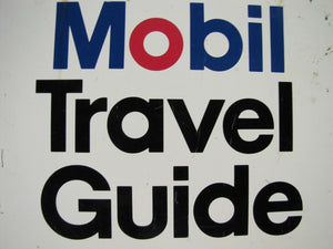 Original MOBIL TRAVEL GUIDE Sign 'Quality Rated' 2x side gas station advertising
