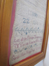Load image into Gallery viewer, 1830 LET ALL THE FOREIGN TONGUES ALONE ... SARAH ANN STAPP School Girl Sampler
