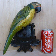 Load image into Gallery viewer, Folk Art Parrot Wooden Carved Decorative Art Bird Perched Mounted on Plaque

