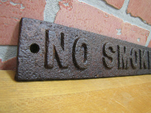 Original Old Cast Iron NO SMOKING Sign Gas Station Industrial Shop Safety Ad