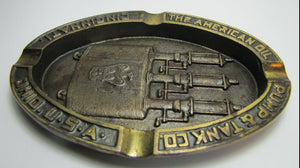 AMERICAN OIL PUMP & TANK Co CINN OHIO USA Old Cast Iron Advertising Tray Ashtray