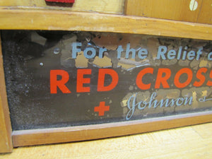 Old JOHNSON & JOHNSON RED CROSS PLASTER Advertising ROG Sign Lighted Clock J&J