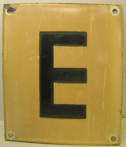 'E' Old Porcelain RR Train Station Ad Sign Boarding Sign Buffalo NY Railroad