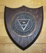 Load image into Gallery viewer, Old SPRINGFIELD COLLEGE MASS Plaque Sign CHARACTER TRUTH SERVICE Wood Metal
