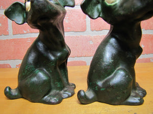 Antique Droopy Eye Dog Cast Iron Bookends Doorstops Decorative Art Statues