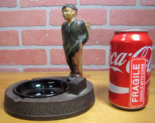 Load image into Gallery viewer, Antique Cast Iron Hubley Boy with Sack Decorative Art Ashtray Match Holder Tray
