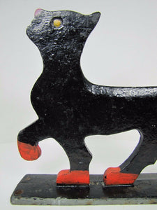 Antique Cast Iron Cat Boot Scraper figural Art Doorstop strutting kitty kat htf