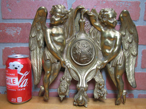 Antique Brass Cherubs Plaque Hardware Center Open Pool Cue Ball Return Peep Hole