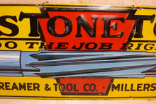 Load image into Gallery viewer, Old KEYSTONE TOOLS Do The Job Right Tin Sign Keystone Reamer&amp;Tool Millersburg Pa
