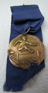 PLAINFIELD YMCA Antique Track Hurdle Sports Award Medallion Ribbon