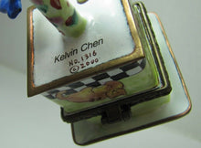 Load image into Gallery viewer, Enamel Cats Trinket Box butterflies flowers bird cats ornate details Kelvin Chen
