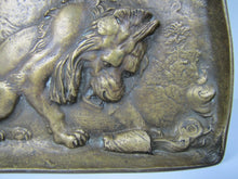 Load image into Gallery viewer, Antique Bronze Lion Decorative Art Tray Ornate High Relief Design Tree Landscape
