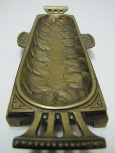 Antique Decorative Arts Brass Tray Leaves Ornate Card Tip Trinket Pen Rest