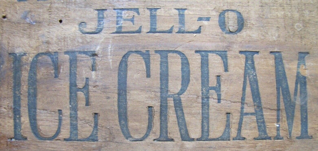 JELL-O ICE CREAM Old Wood Crate Box Panel Advertising Sign Genesee Food Leroy NY