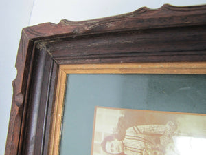 Antique Picture Frame Deep Layered Detailed Edge Gold Train Conductor Family