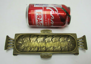 Antique Decorative Arts Brass Tray Leaves Ornate Card Tip Trinket Pen Rest