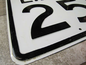 SPEED LIMIT 25 Old Heavy Embossed Steel Sign Miles Per Hour Transportation Ad