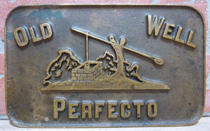 OLD WELL PERFECTO CIGARS Original Brass Sign News Paper Stand Paper Weight