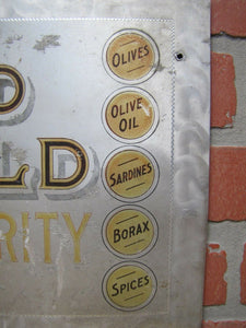 RED SHIELD REPRESENTS PURITY JAS G POWERS & Co NY Antique Grocery Store Ad Sign