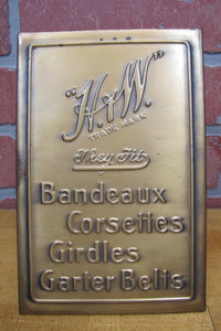 H&W BANDEAUX CORSETTES GIRDLES GARTER BELTS Antique Ad Sign W&H Newark NJ