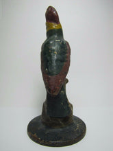 Load image into Gallery viewer, Antique Cast Iron Parrot Doorstop fabulous art statue old paint bird door stop
